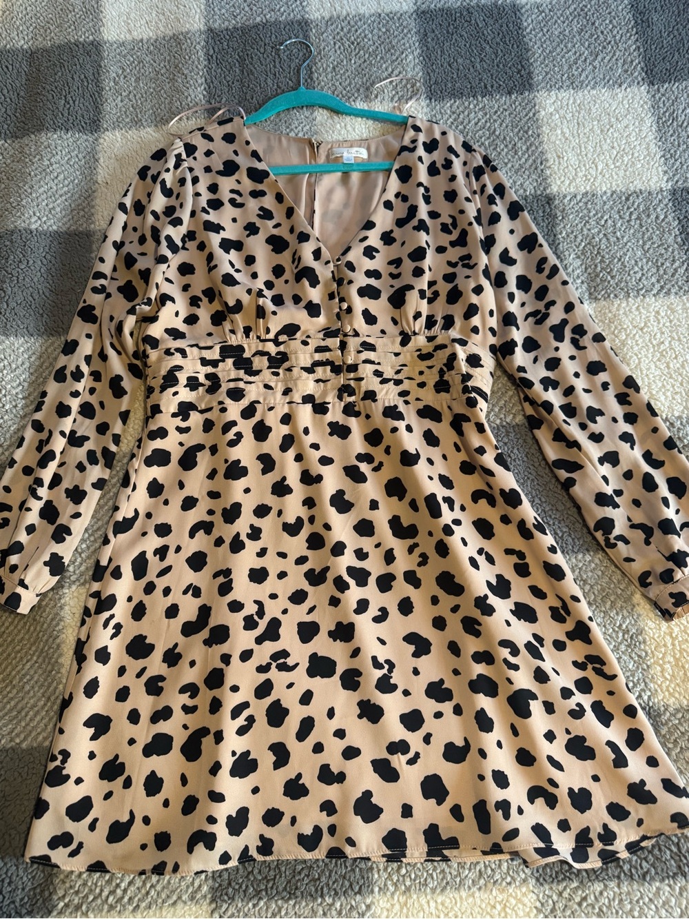 nine britton Tan Dress with Black Spot Print